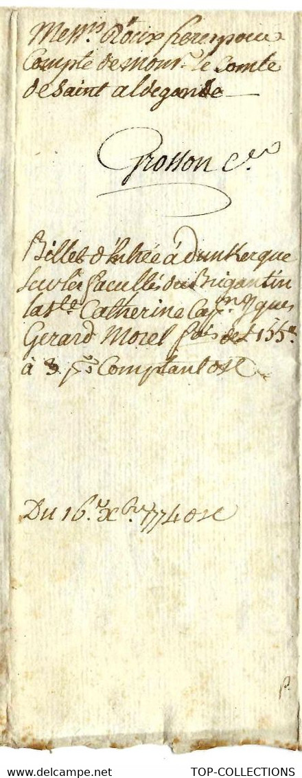 1774 ASSURANCES MARITIMES NAVIGATION MARINE  BATEAU DE MARSEILLE A DUNKERQUE LA STE CATHERINE - ... - 1799