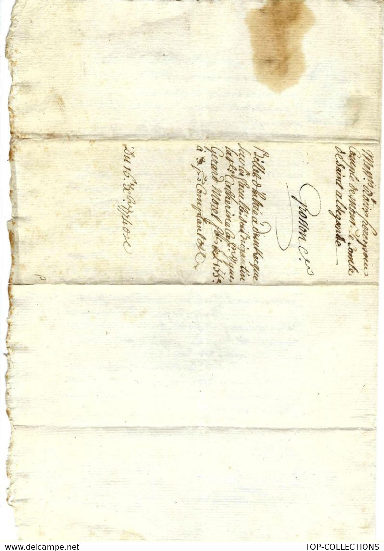 1774 ASSURANCES MARITIMES NAVIGATION MARINE  BATEAU DE MARSEILLE A DUNKERQUE LA STE CATHERINE