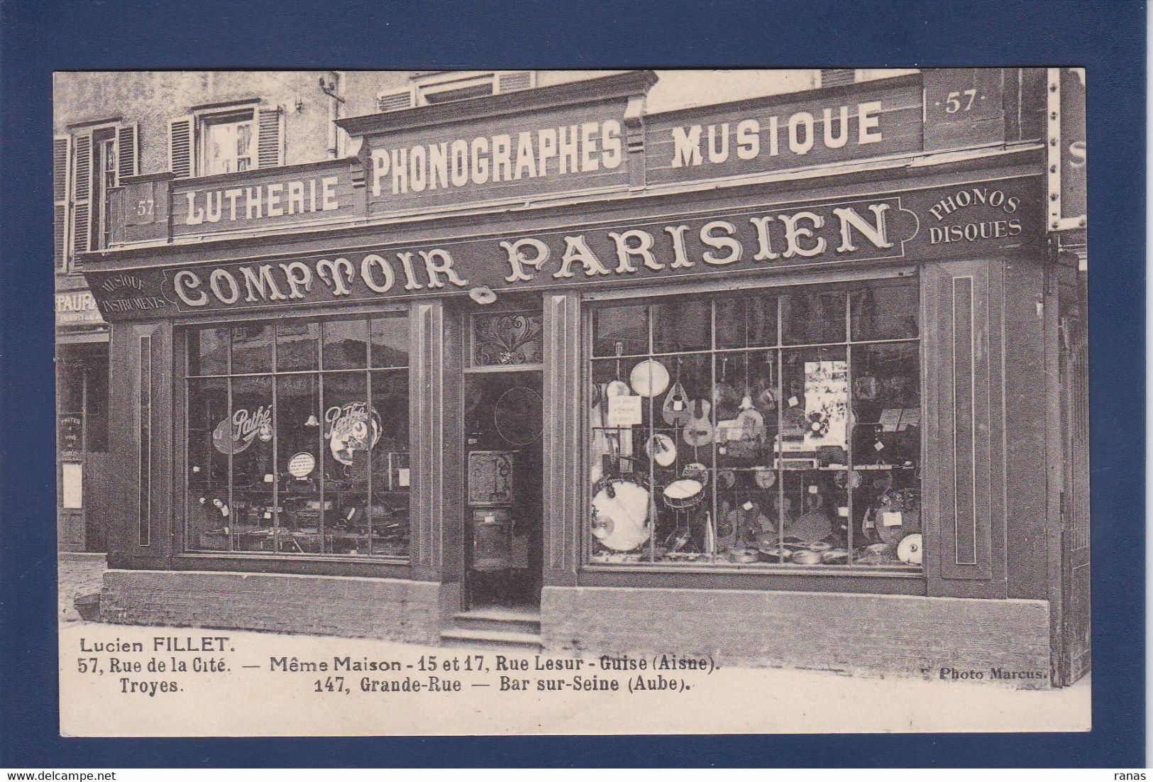 CPA [10] Aube > Troyes Commerce Shop Devanture Magasin Guise Bar Sur Seine écrite Phonographe - Troyes
