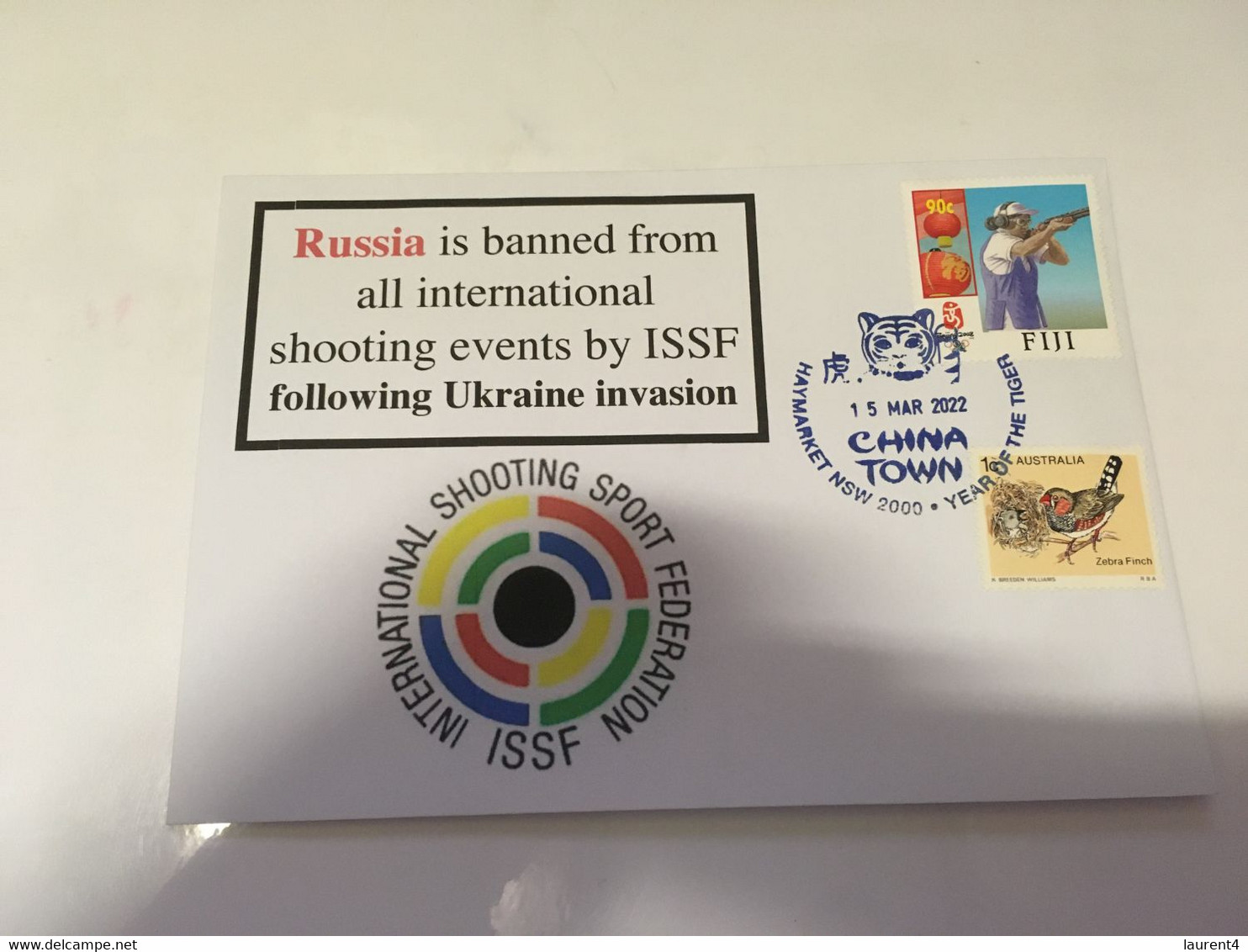 (1 H 31) Following Invasion Of Ukraine By Russia, Russia Is Banned From All Shooting Event By ISSF (Fiji Stamp) - Non Classés