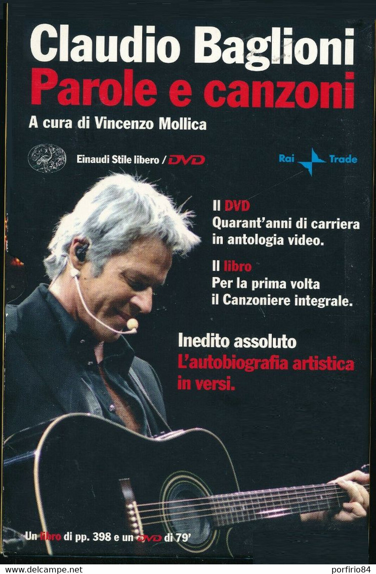 CLAUDIO BAGLIONI - PAROLE E CANZONI - 2005 EINAUDI - LIBRO + DVD - Cinema & Music