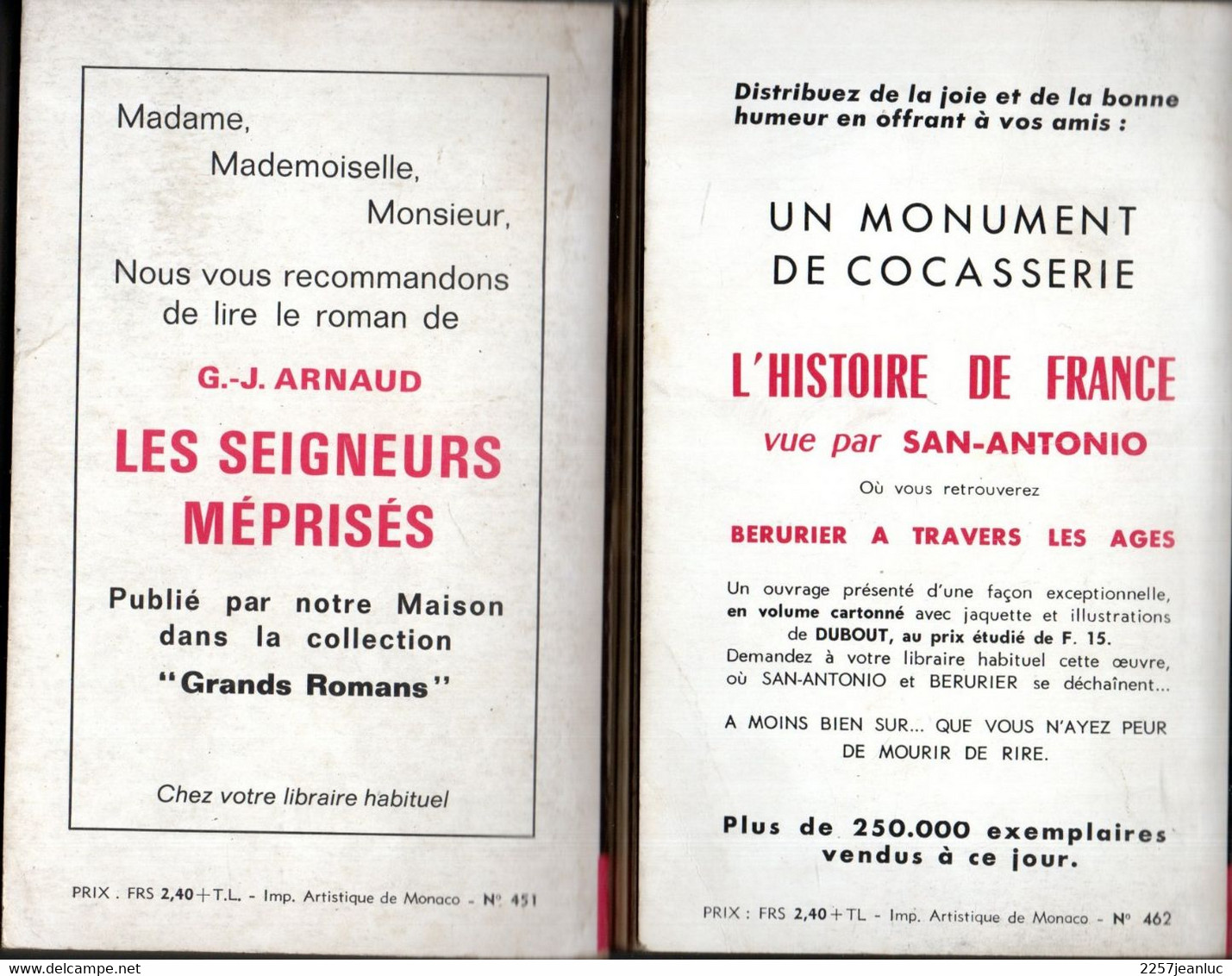 2 Romans Espionnage  -  Editions Fleuve Noir  N: 451  Quai 5 Et N: 462 Action De Force De 1964 - Fleuve Noir