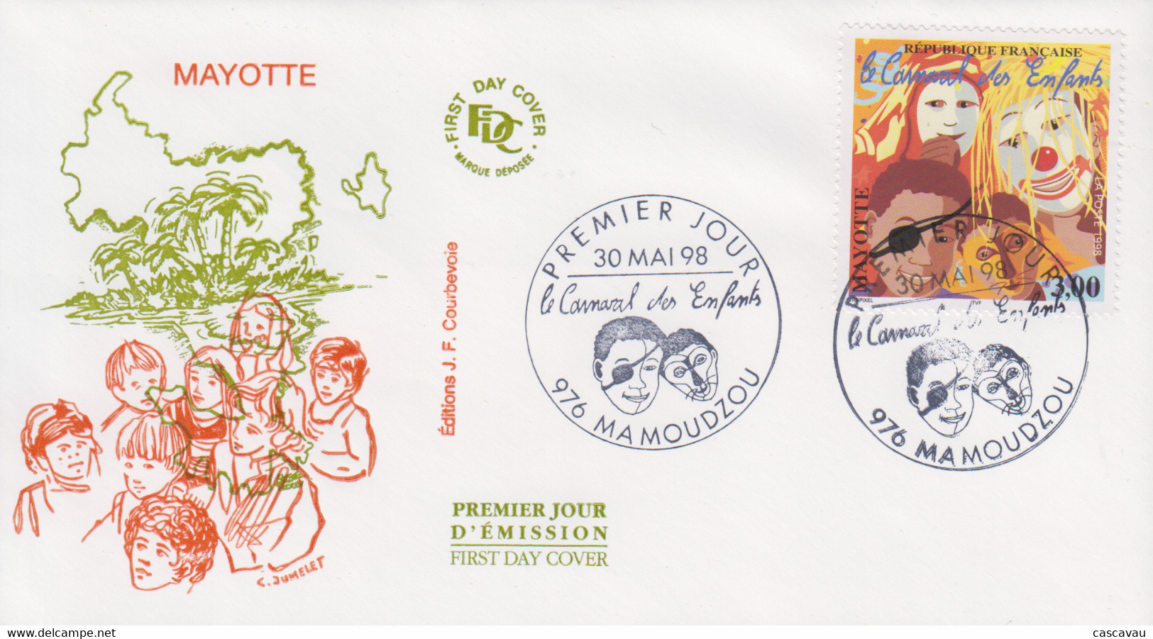 Enveloppe  FDC  1er  Jour   MAYOTTE    Carnaval  Des  Enfants   1998 - Carnevale