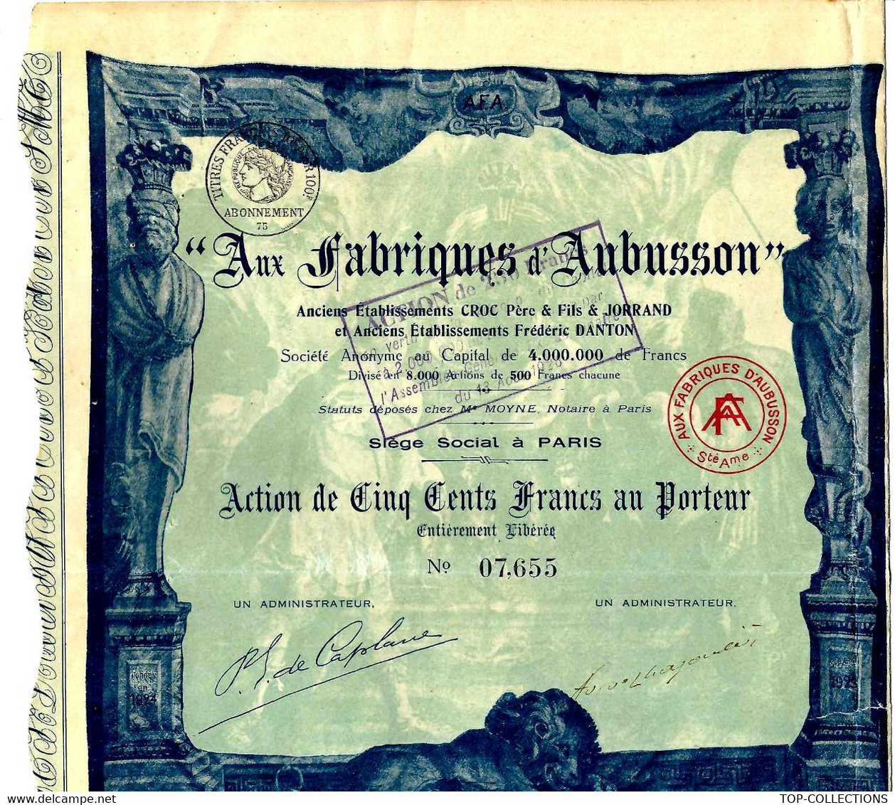 1927  MANUFACTURE TAPISSERIE AUX FABRIQUES D AUBUSSON Paris 1865 RARE COTATION 50 € + HIST. - Autres & Non Classés