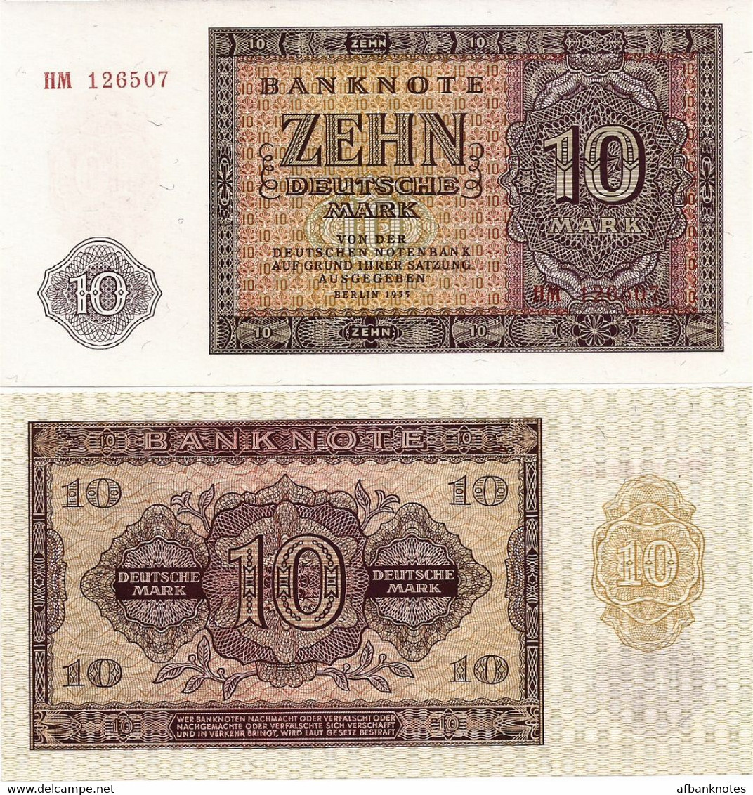 GERMANY, DEM. REP. (DDR)       10 Deutsche Mark       P-18       1955       UNC - 10 Deutsche Mark