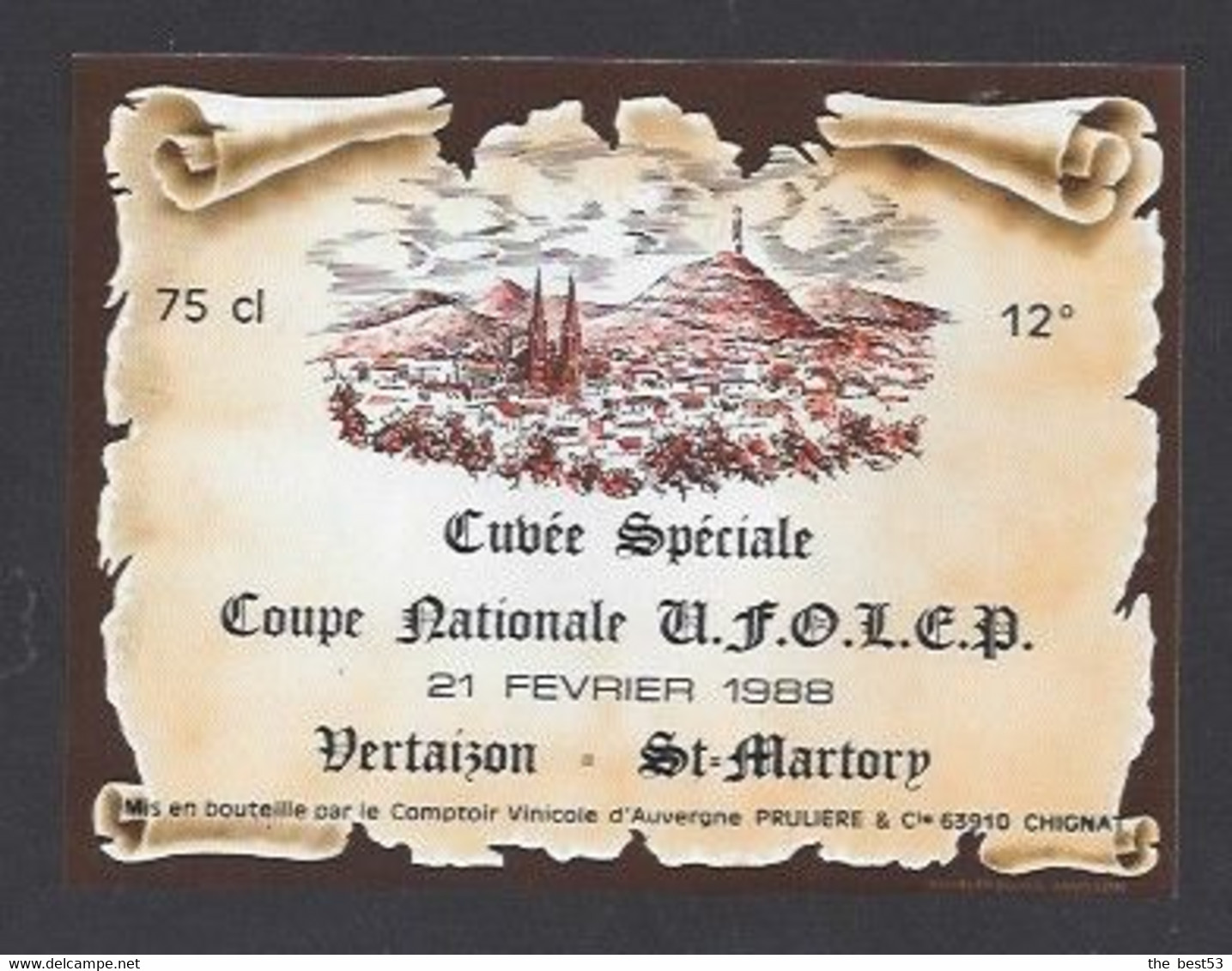 Etiquette De Vin De Table  -  Coupe Nationale UFOLCP 21/02/88  Vertaizon (63)/ Saint Martory (31) - Thème Foot - Soccer