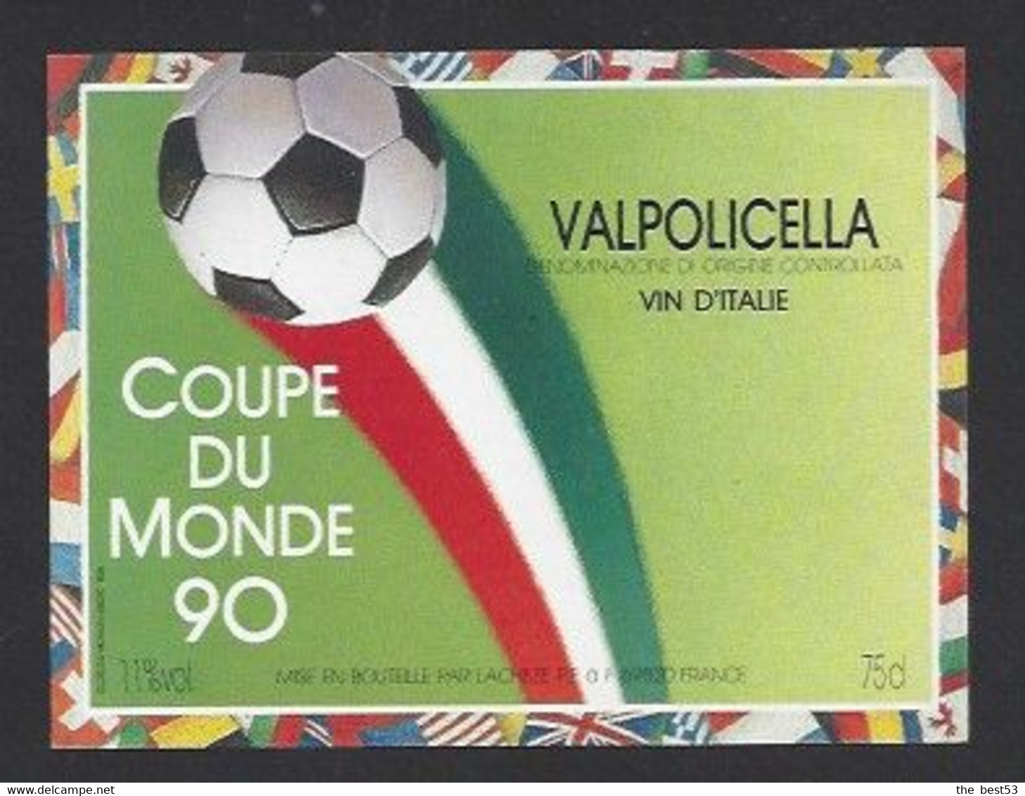 Etiquette De Vin Valpolicella - Coupe Du Monde De Foot 1990 En Italie - Thème Foot - Soccer