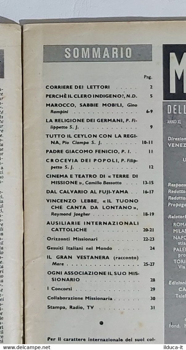 11932 Missioni Della Compagnia Di Gesù - A.XL Nr 10 1954 - Ausiliare Cattoliche - Godsdienst