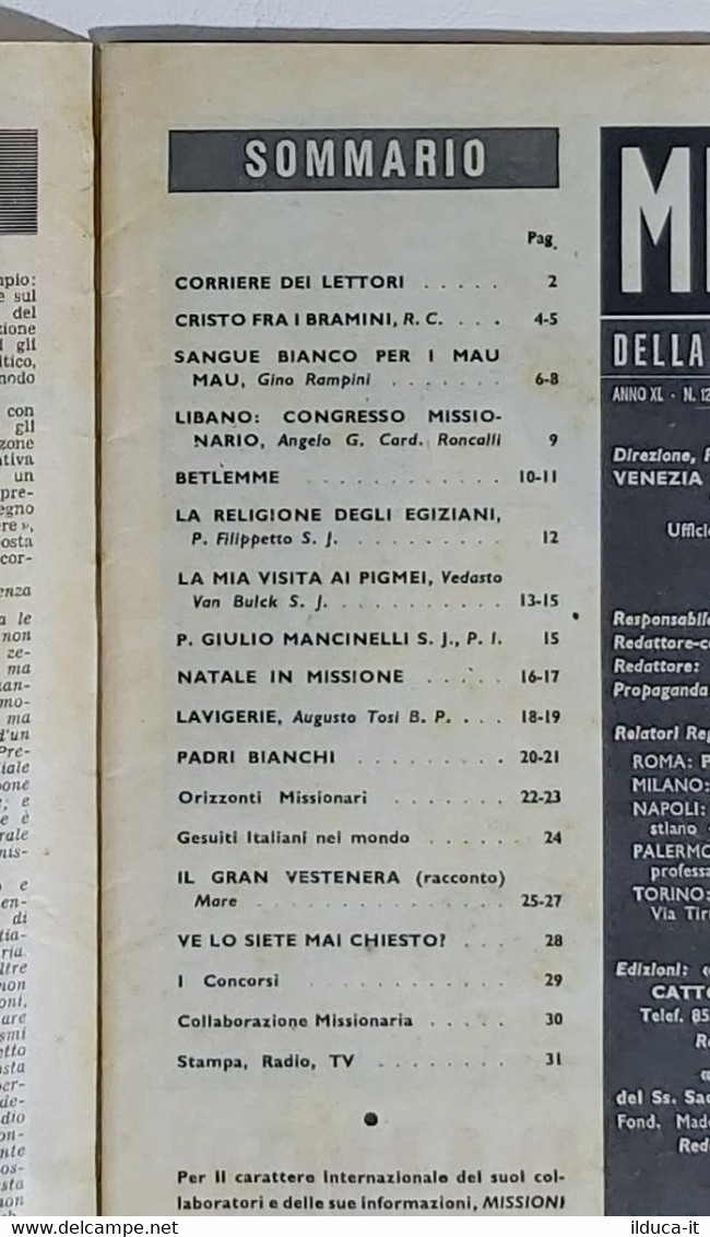 11935 Missioni Della Compagnia Di Gesù - A.XL Nr 12 1954 - Natale Nelle Missioni - Religión