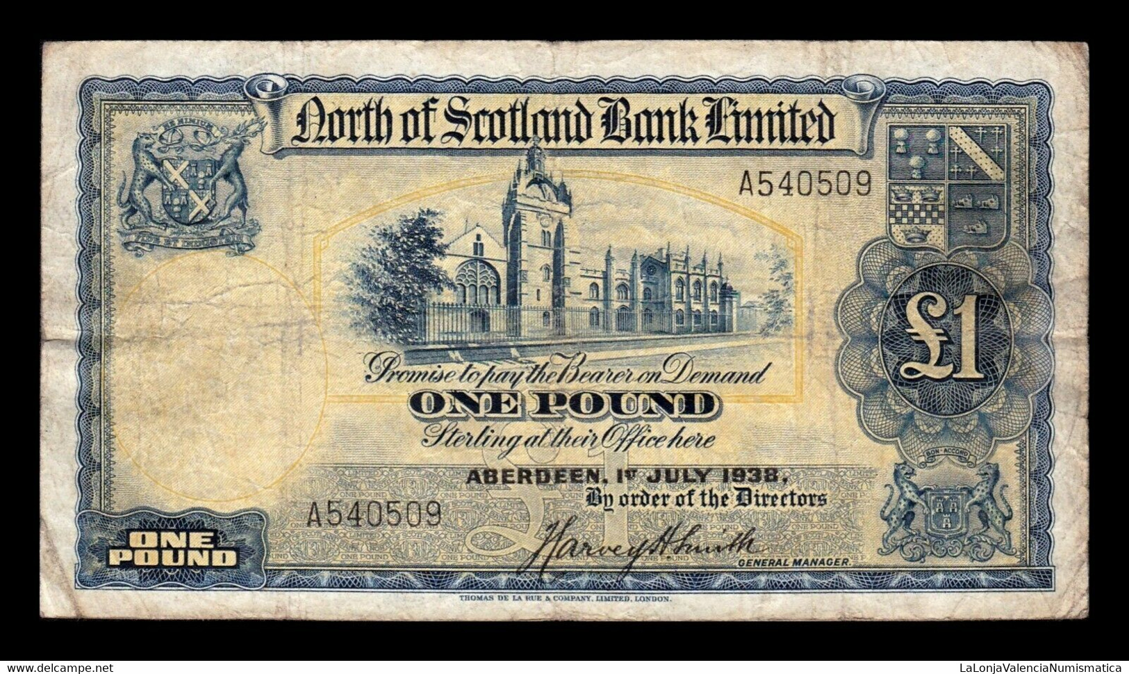 Escocia Scotland 1 Pound North Of Scotland Bank 1938 Pick S644 BC F - 1 Pound