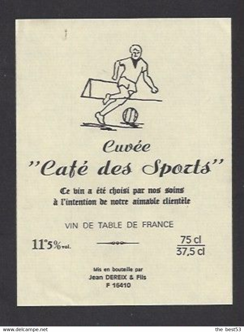 Etiquette De Vin De Table -  Café Des Sports Non Localisé  - Thème Foot - Calcio