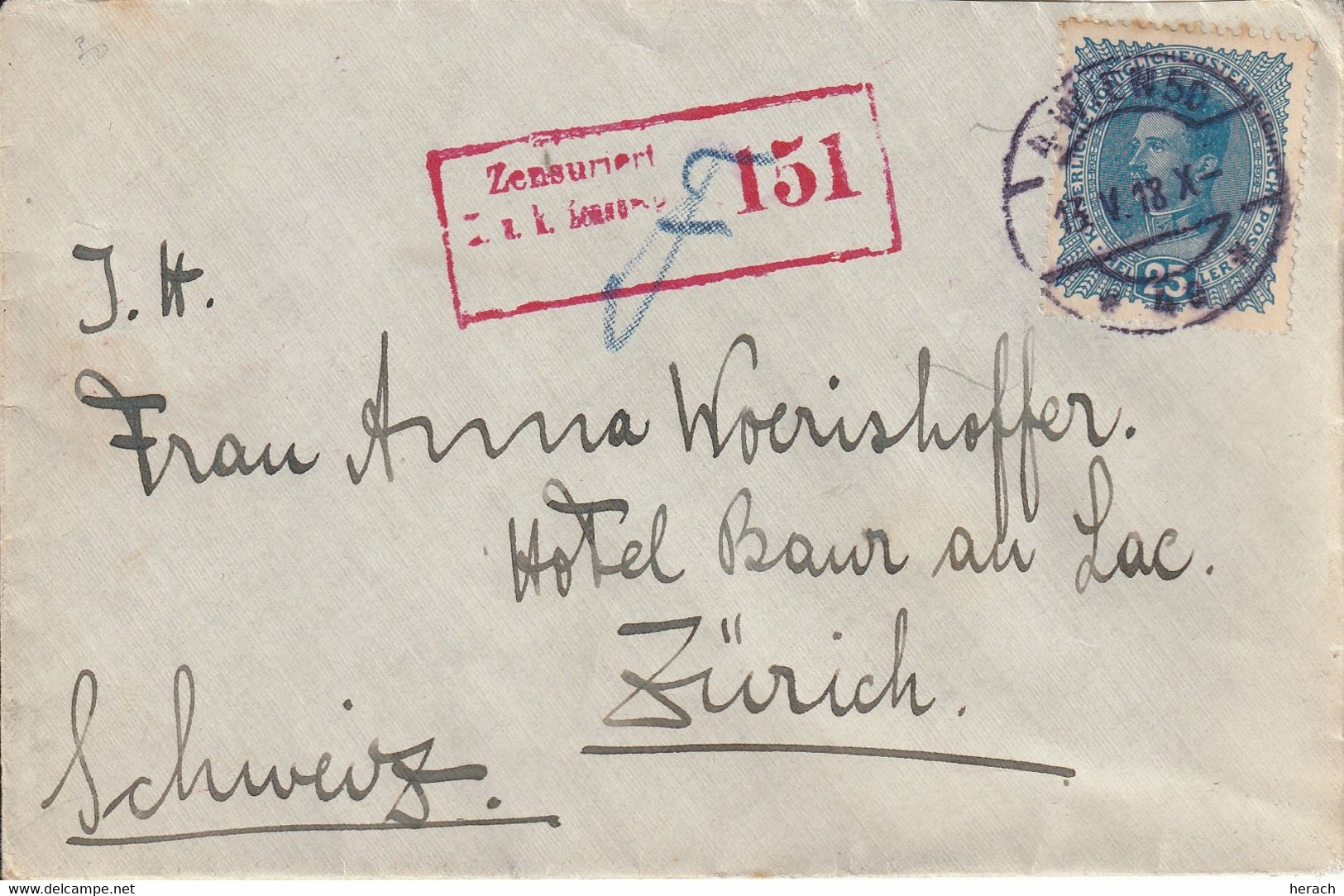 Autriche Lettre Censurée Pour La Suisse 1918 - Covers & Documents