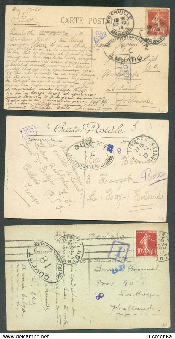 Ensemble De 5 Lettres GUERRE WAR 1914 - 1918 Relations Internationales Entre La France Et Les PAYS-BAS + 1vers La SUISSE - Sonstige & Ohne Zuordnung