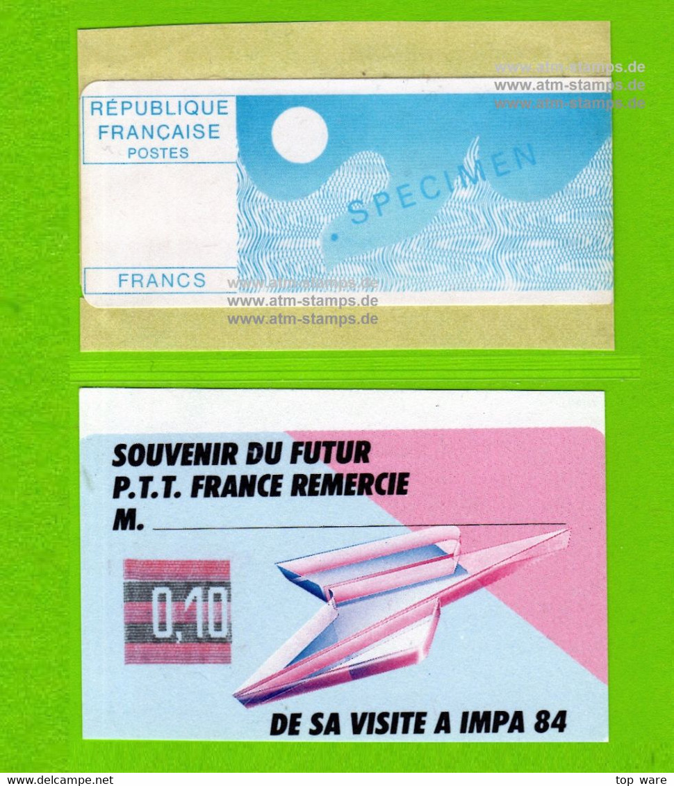 France Frankreich LSA Prototype 1984 De Logitecnica / 1x Specimen / 1x Valeur 0,10 + Brochure Avec Une Photo Du Machine - 1985 Papier « Carrier »