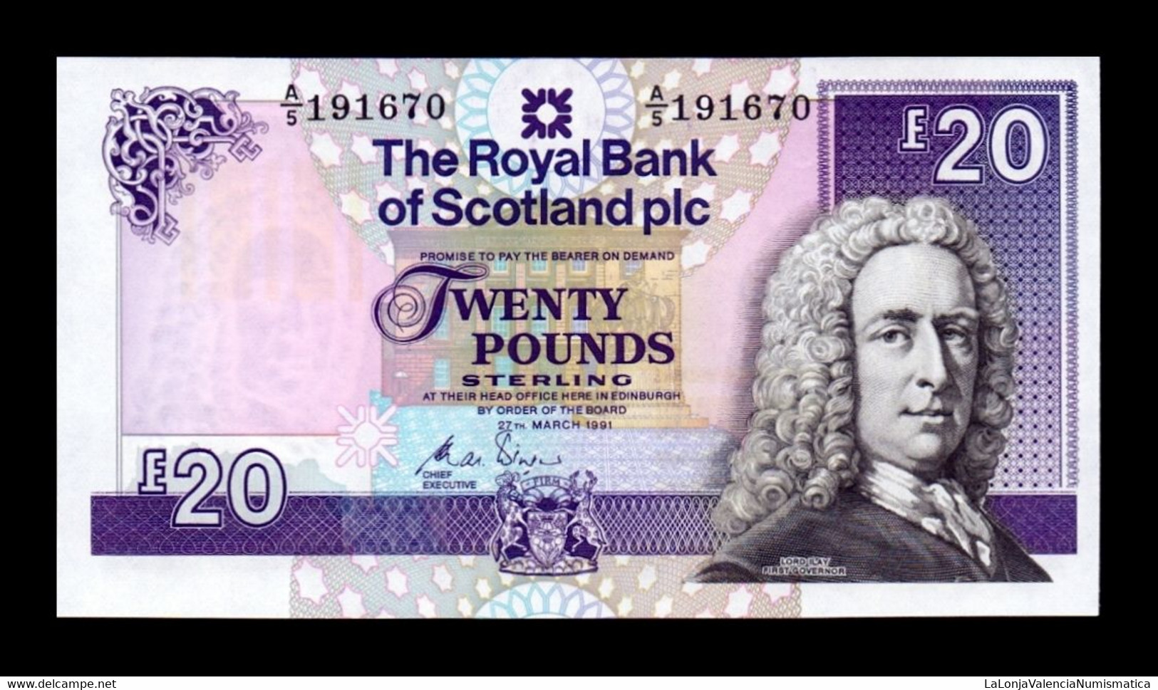 Escocia Scotland 20 Pounds Royal Bank Of Scotland 1991 Pick 354a SC- AUNC - 20 Pounds