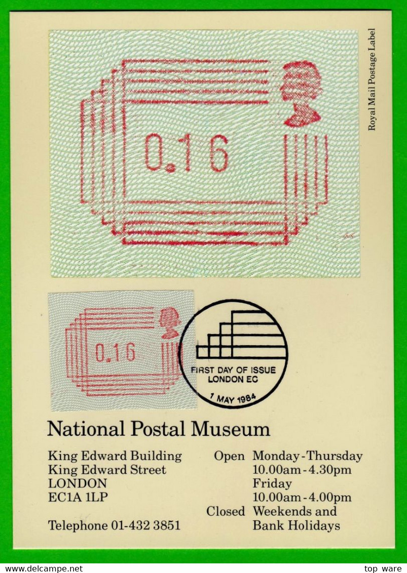 1984 Great Britain GB UK QEII 1 May Maxi Card Frama NPM ATM Automatenmarken Distributeur Machine Stamps - Post & Go (distributori)