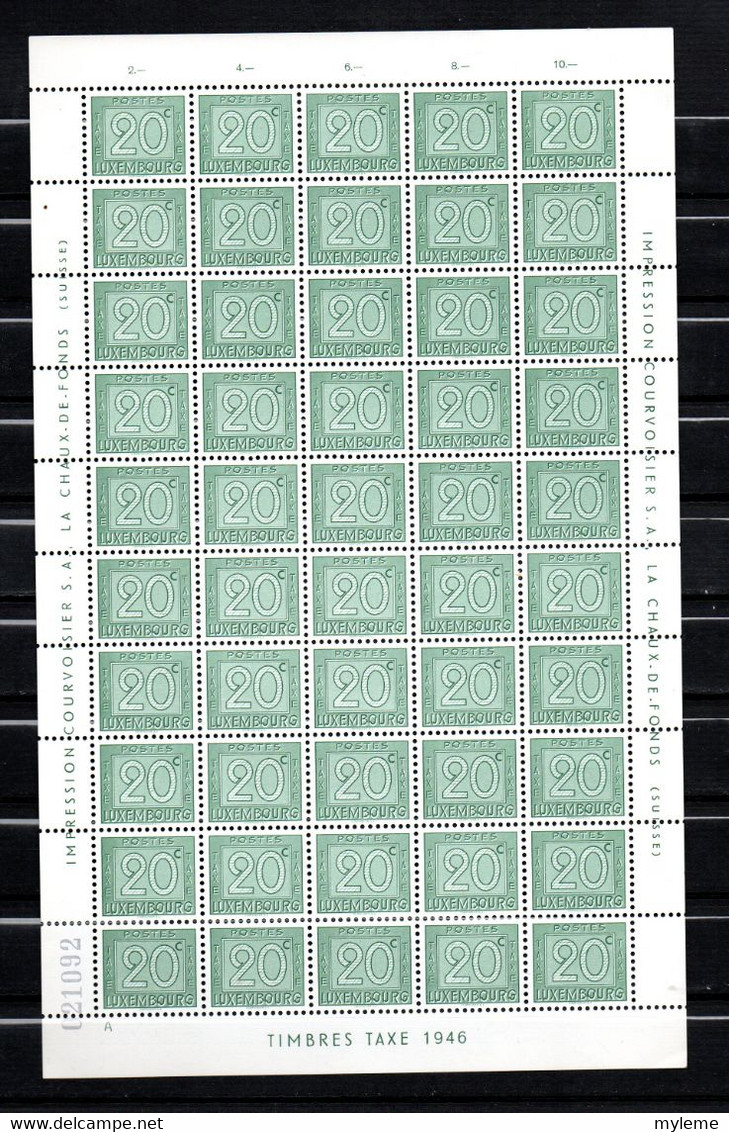 AC-11 Luxembourg Taxe N° 25 ** En Feuille De 50 Exemplaires Côte 50 Euros   A Saisir !!! - Postage Due