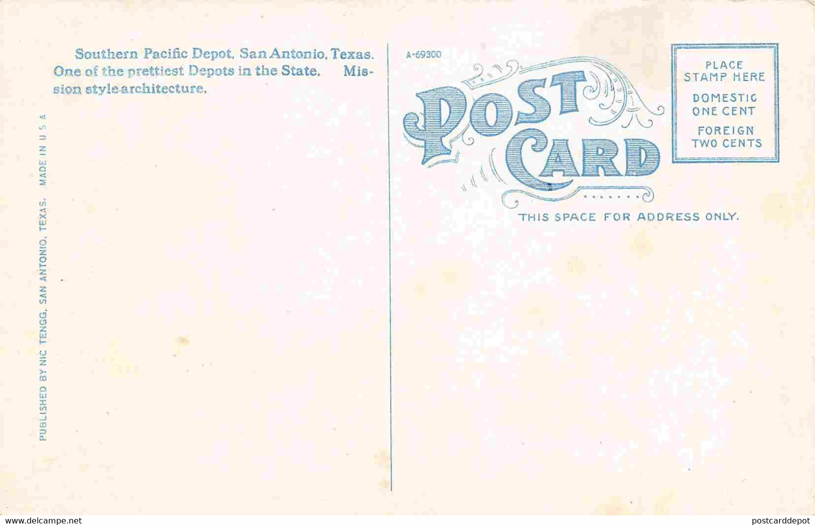Southern Pacific Railroad Depot Train San Antonio Texas 1920c Postcard - San Antonio