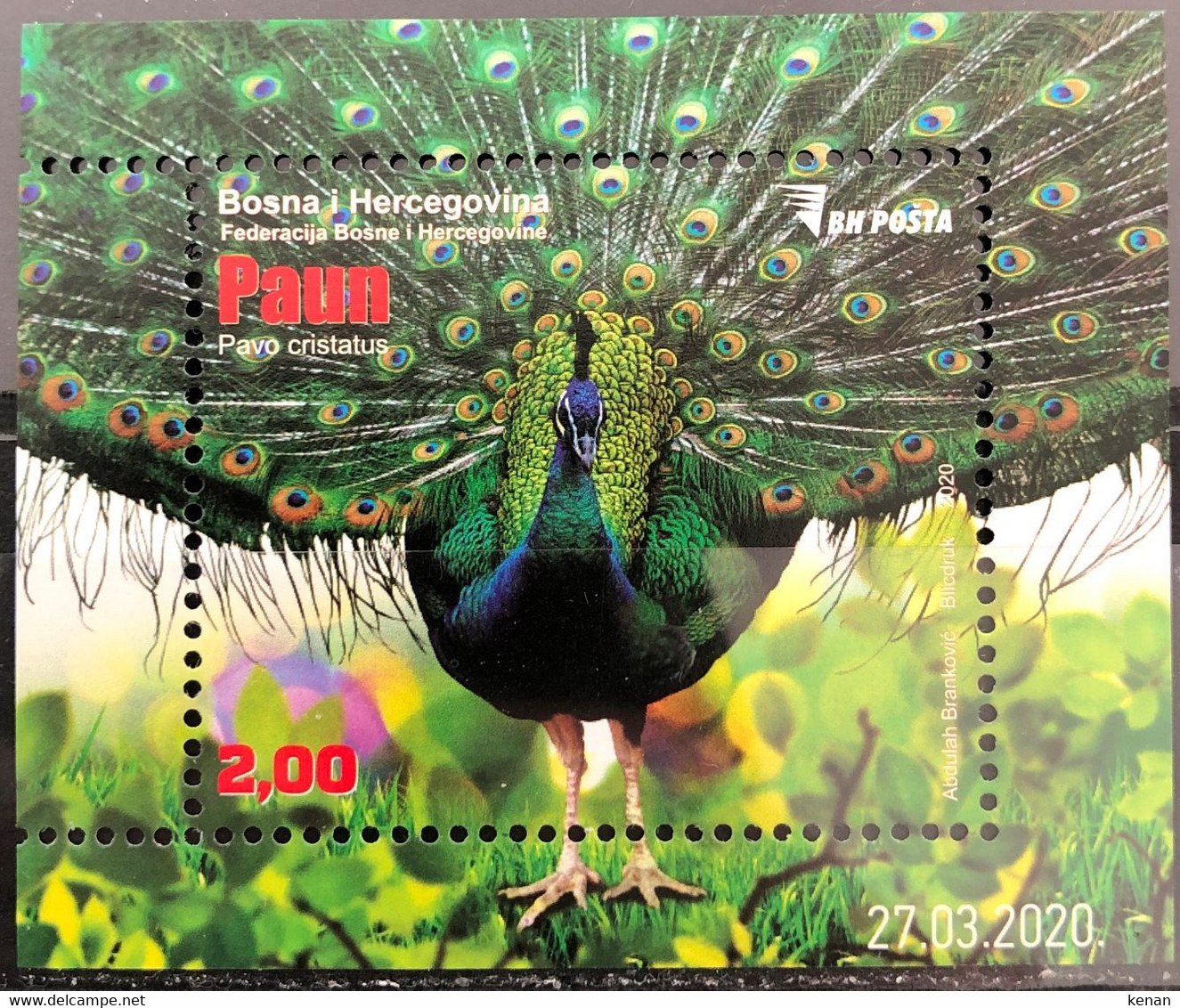 Bosnia And Hercegovina, 2020, Mi: Block 70 (MNH) - Peacocks