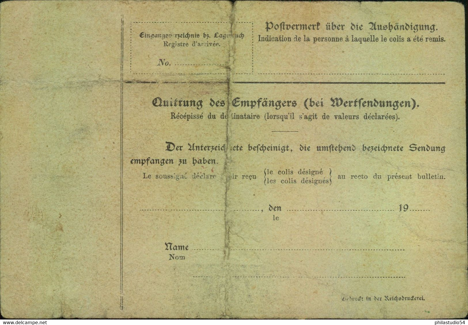 1913, Paketkarte Ab BRACKWEDE Mit Germania MeF Nach - Sonstige & Ohne Zuordnung