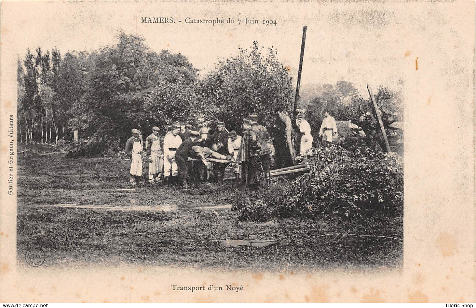 Mamers ( 72 ) Catastrophe Du 7 Juin 1904 - Transport D'un Noyé - Gautier Et Grignon, éditeurs Cpa - Mamers