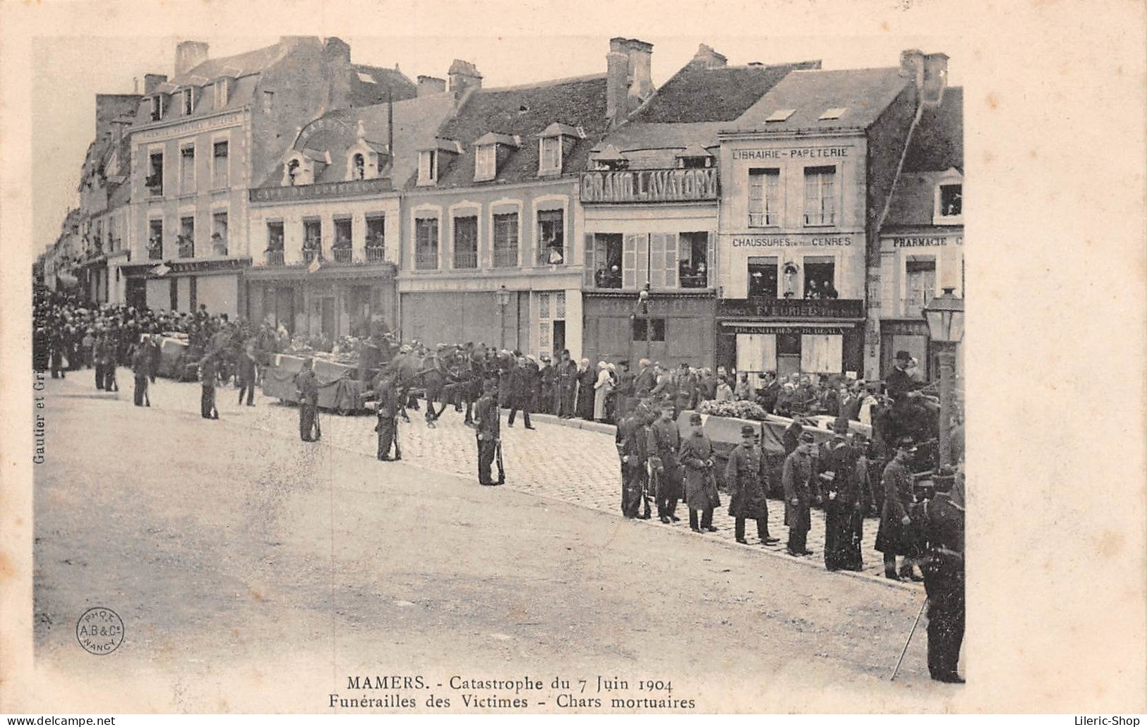 Mamers (72) Catastrophe Du 7 Juin 1904 Funérailles Des Victimes Chars Mortuaires 115ème R.I Gautier Et Grignon Éd. Cpa - Mamers