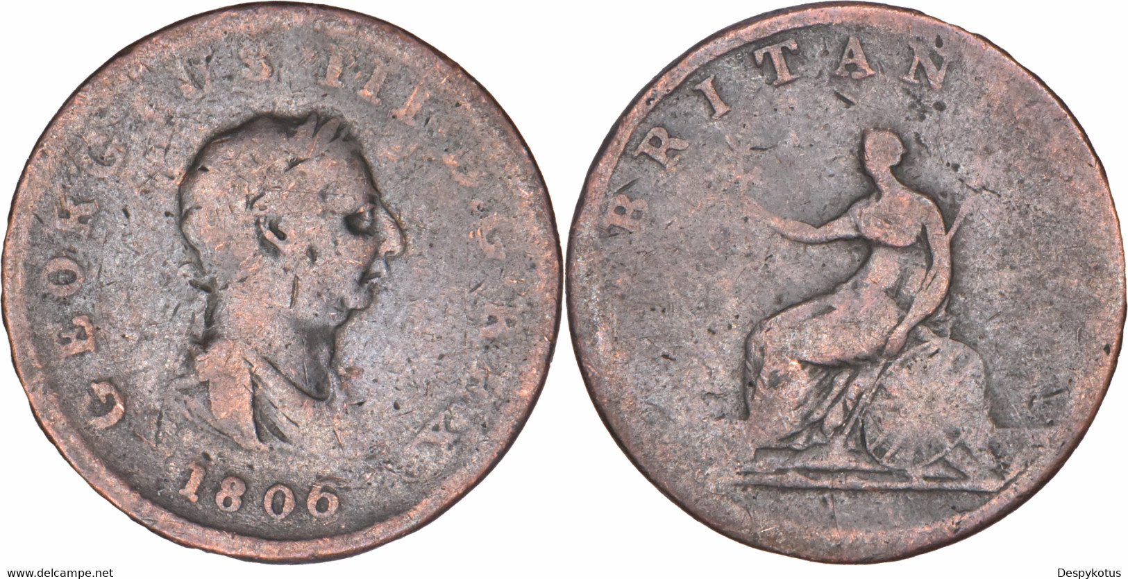 Grande-Bretagne - 1806 - 1/2 Penny - Georgius III - 02-076 - B. 1/2 Penny