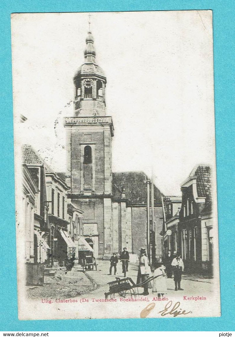 * Almelo (Overijssel - Nederland) * (Uitg Claterbos - Twentsche Boekhandel) Kerkplein, église, Animée, TOP, Rare - Almelo