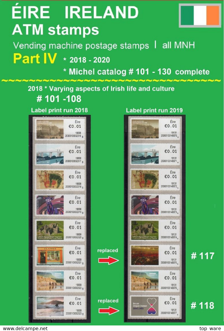 EIRE Ireland ATM Stamps PART IV * 2018-2020 MNH * Frama Klussendorf Soar Distributeur Vending Machine Kiosk - Frankeervignetten (Frama)