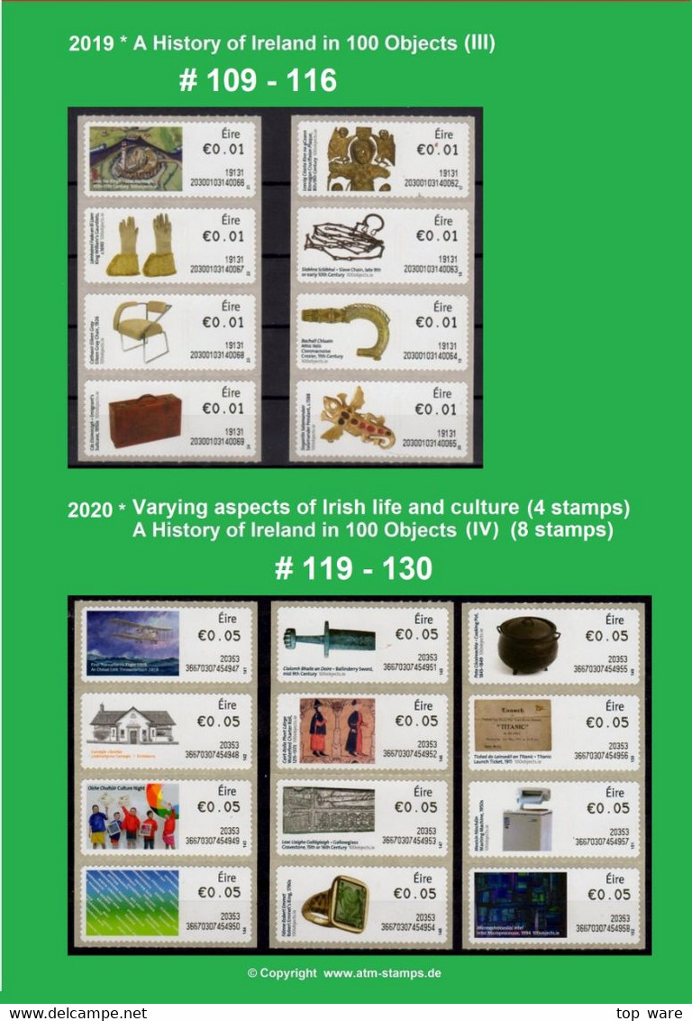 EIRE Ireland ATM Stamps PART IV * 2018-2020 MNH * Frama Klussendorf Soar Distributeur Vending Machine Kiosk - Affrancature Meccaniche/Frama