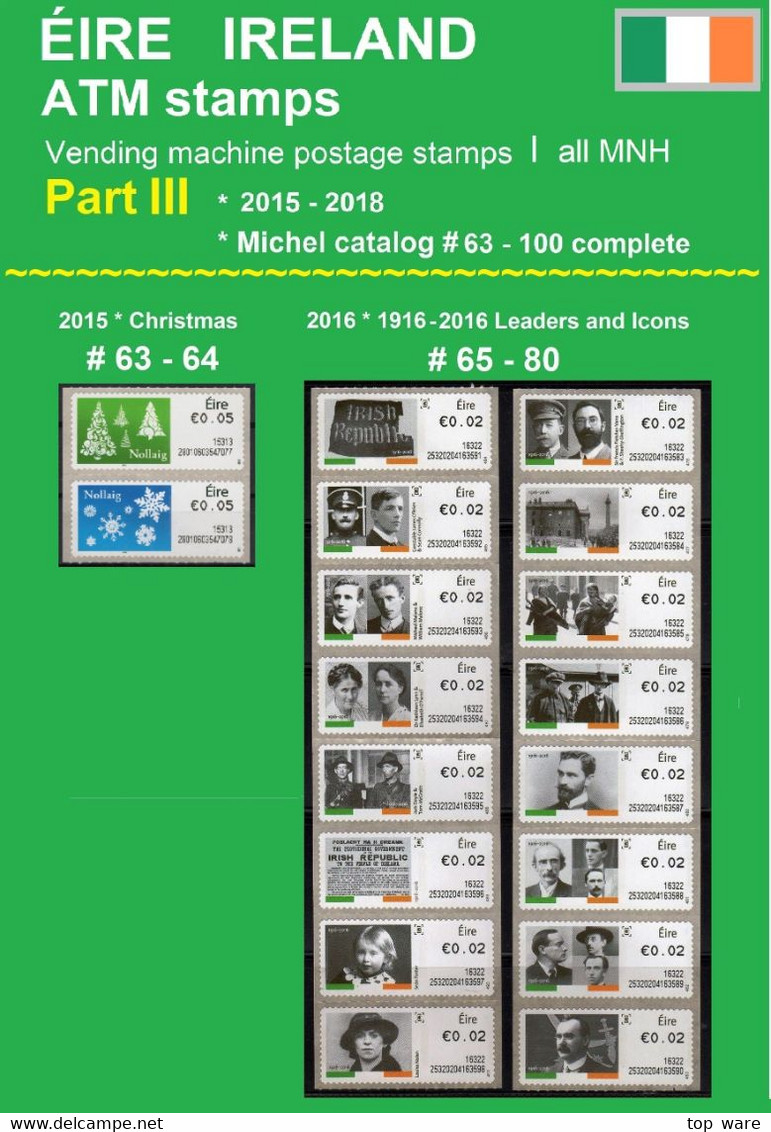 EIRE Ireland ATM Stamps PART III * 2015-2018 MNH * Frama Klussendorf Soar Distributeur Vending Machine Kiosk - Frankeervignetten (Frama)