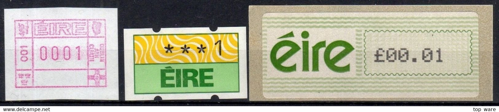 EIRE Ireland ATM Stamps * 1990-1992 * The Very First Machine Stamps MNH * Frama Klussendorf Soar Distributeur Vending - Franking Labels