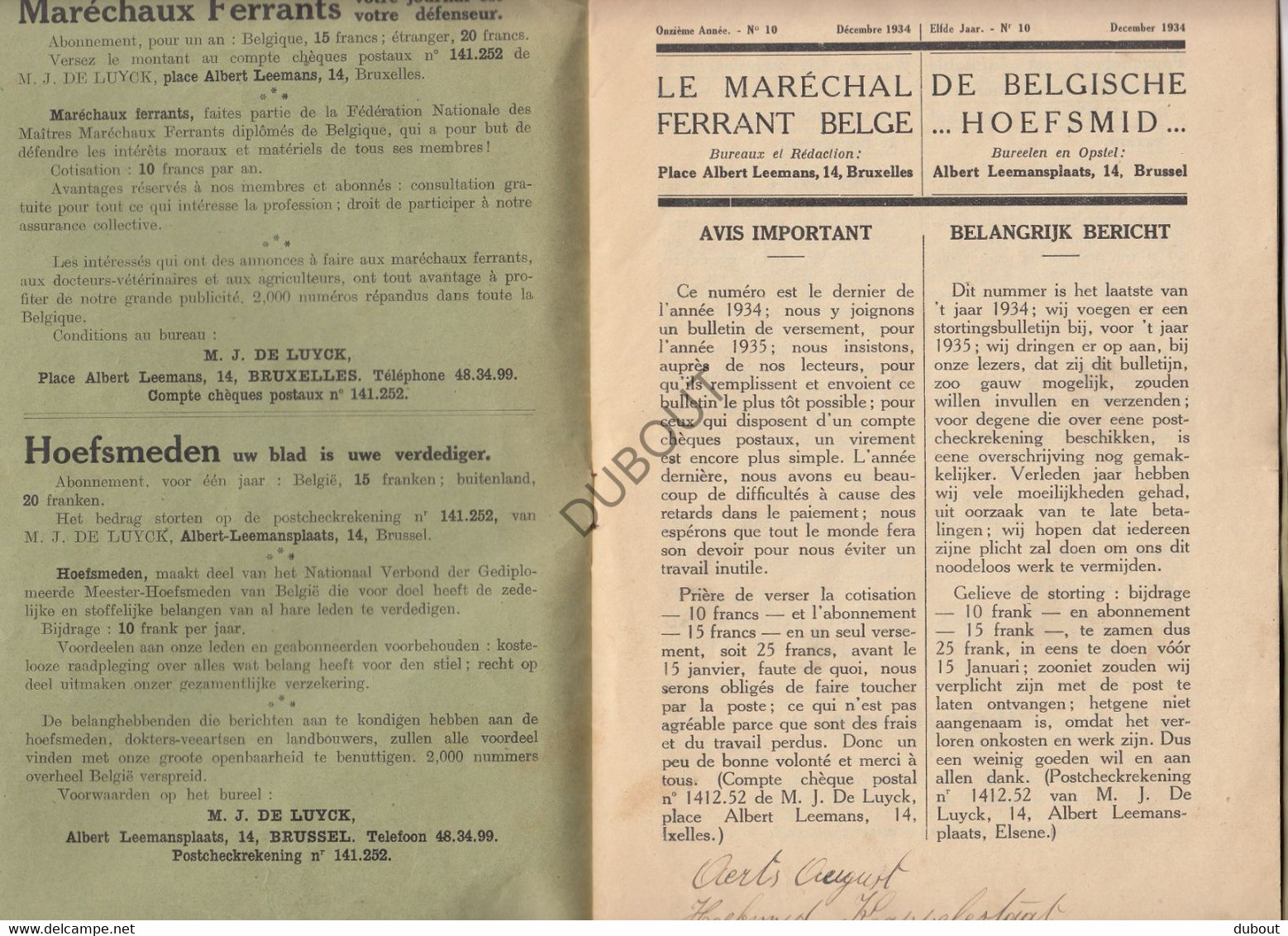 De Belgische Hoefsmid - 1934 - Collectie Afleveringen Tijdschrift - Le Maréchal Ferrant  (S178) - Sonstige & Ohne Zuordnung