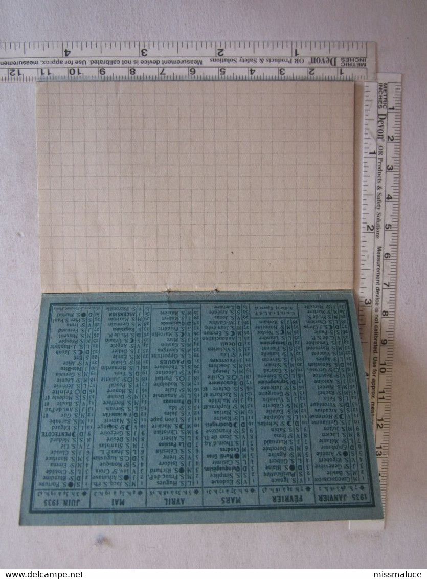 Carnet Calendrier Pharmacie 1935 Cachet Genneau Endor Rhumatispyrine Médecine - Petit Format : 1921-40