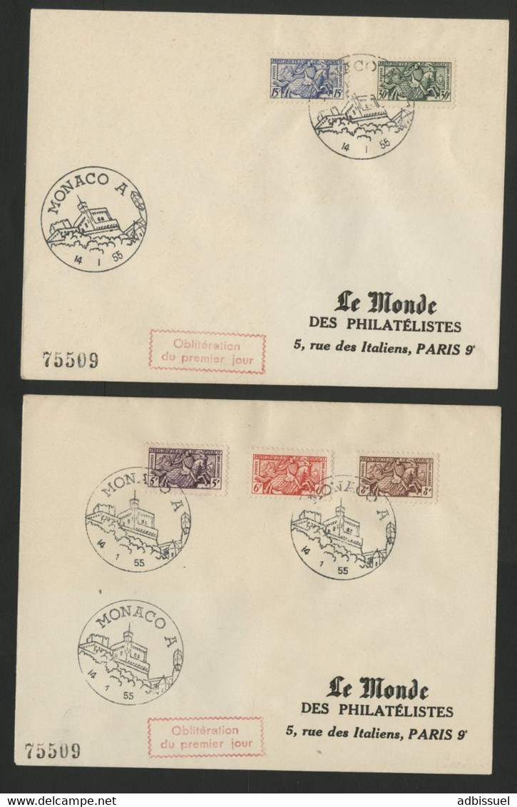 N° 415 à 419 Sceau Du Prince Sur 2 Enveloppes Premier Jour Du 14/1/55 (voir Description) - FDC