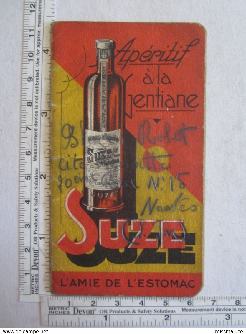 Publicité Calendrier Suze 1937 Dans L'état - Petit Format : 1921-40