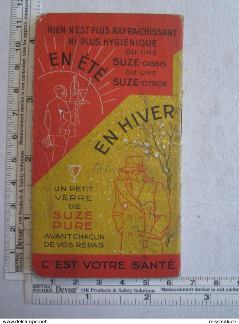 Publicité calendrier Suze 1937 dans l'état