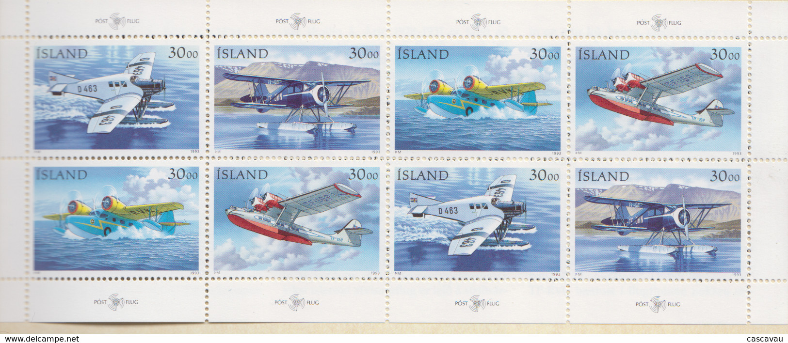 Carnet   Neuf     ISLANDE    Vols  Postaux  En  ISLANDE  Hydravions   1993 - Carnets