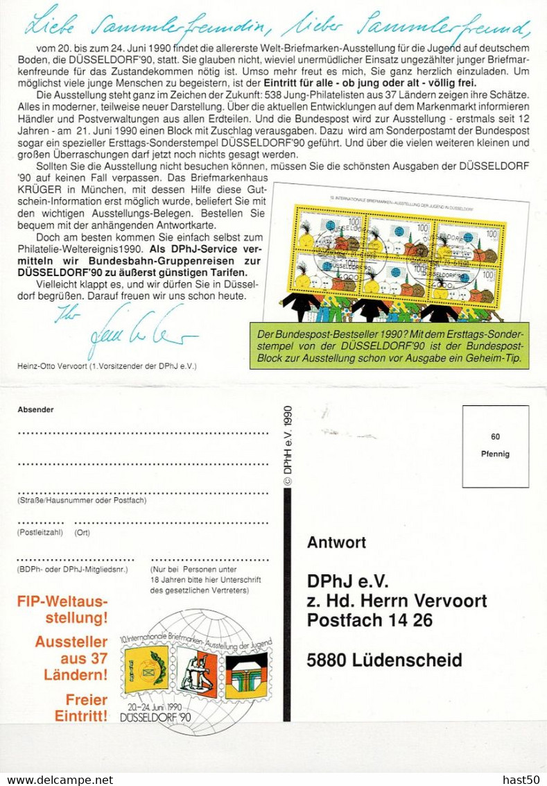 BRD FGR RFA - Privatpostkarte Düsseldorf (MiNr: PK 167 D2/001) 1990 - Gebraucht - Postales Privados - Usados