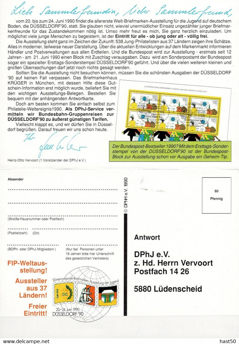 BRD FGR RFA - Privatpostkarte Düsseldorf (MiNr: PK 167 D2/001) 1990 - Gebraucht - Privé Postkaarten - Gebruikt