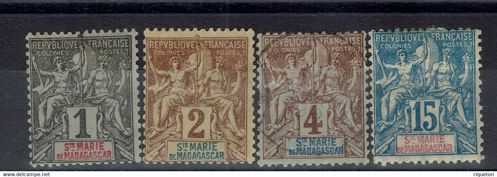 Ste-Marie De Madagascar - 1894 - N° 1 (X) N° 2 (X) N° 3 Oblitéré N° 6 X Gomme. - Ungebraucht