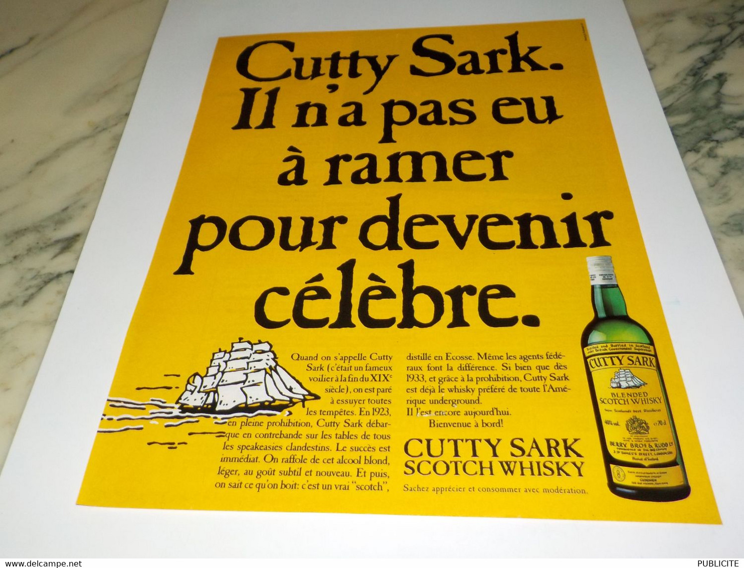 PUBLICITE SCOTCH WHISKY CUTTY SARK  1988 - Alcools