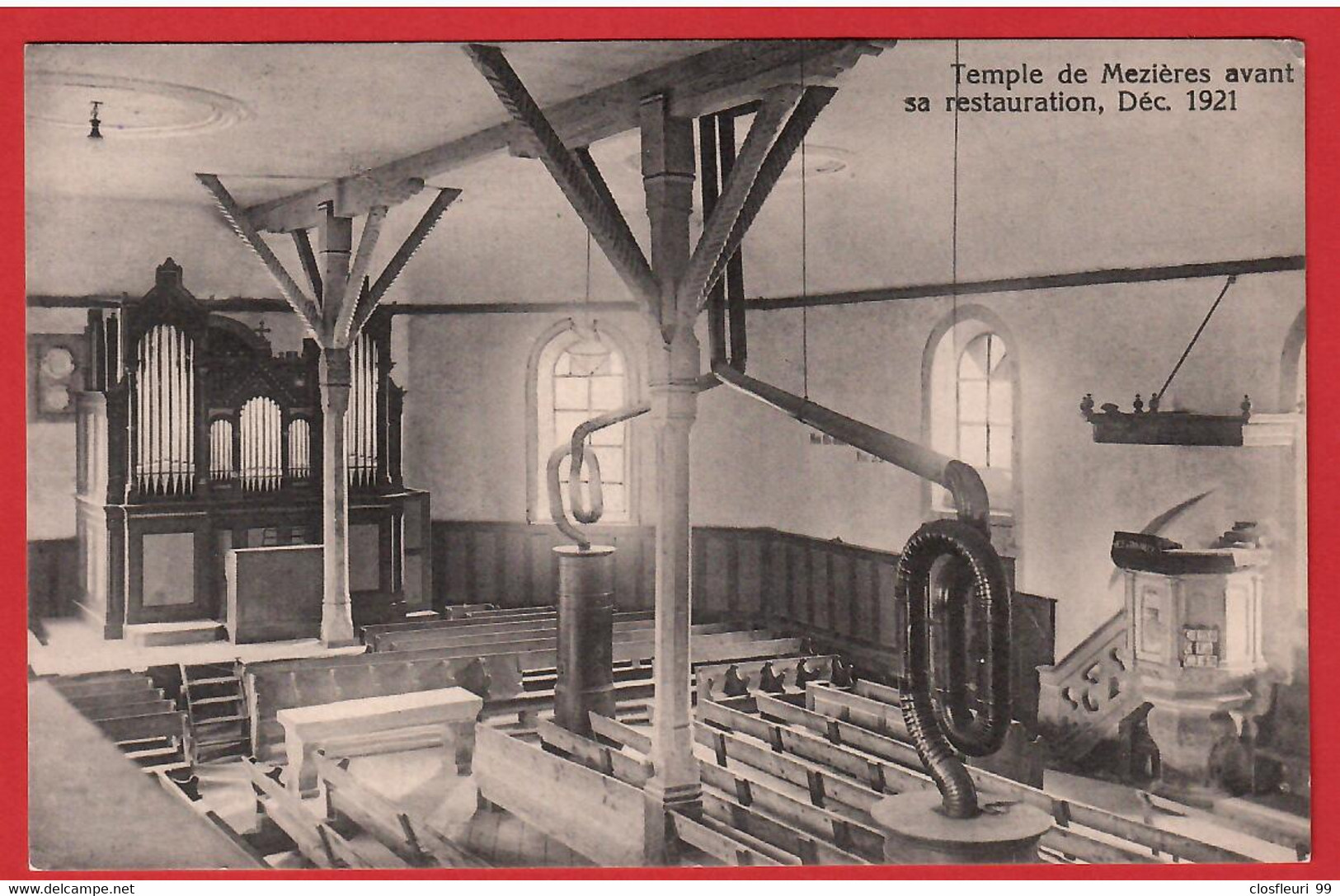 Temple (église) De Mézières Chauffé Au Bois. Déc. 1921. Docum. Historique - Jorat-Mézières