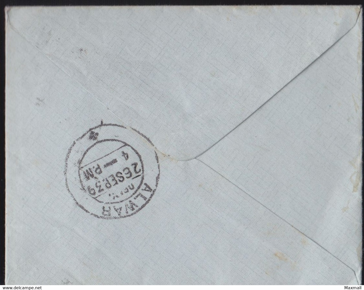 Handwritten Ink Letter Cover 1939  To  - Alwar Rajputana - Alwar PO Postal Mark - Alwar