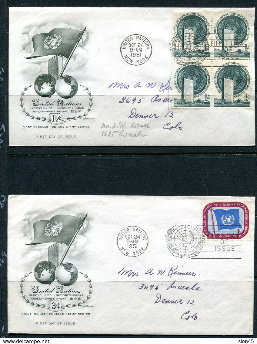 USA 1951 UN 2 FDC Covers  12665 - Lettres & Documents