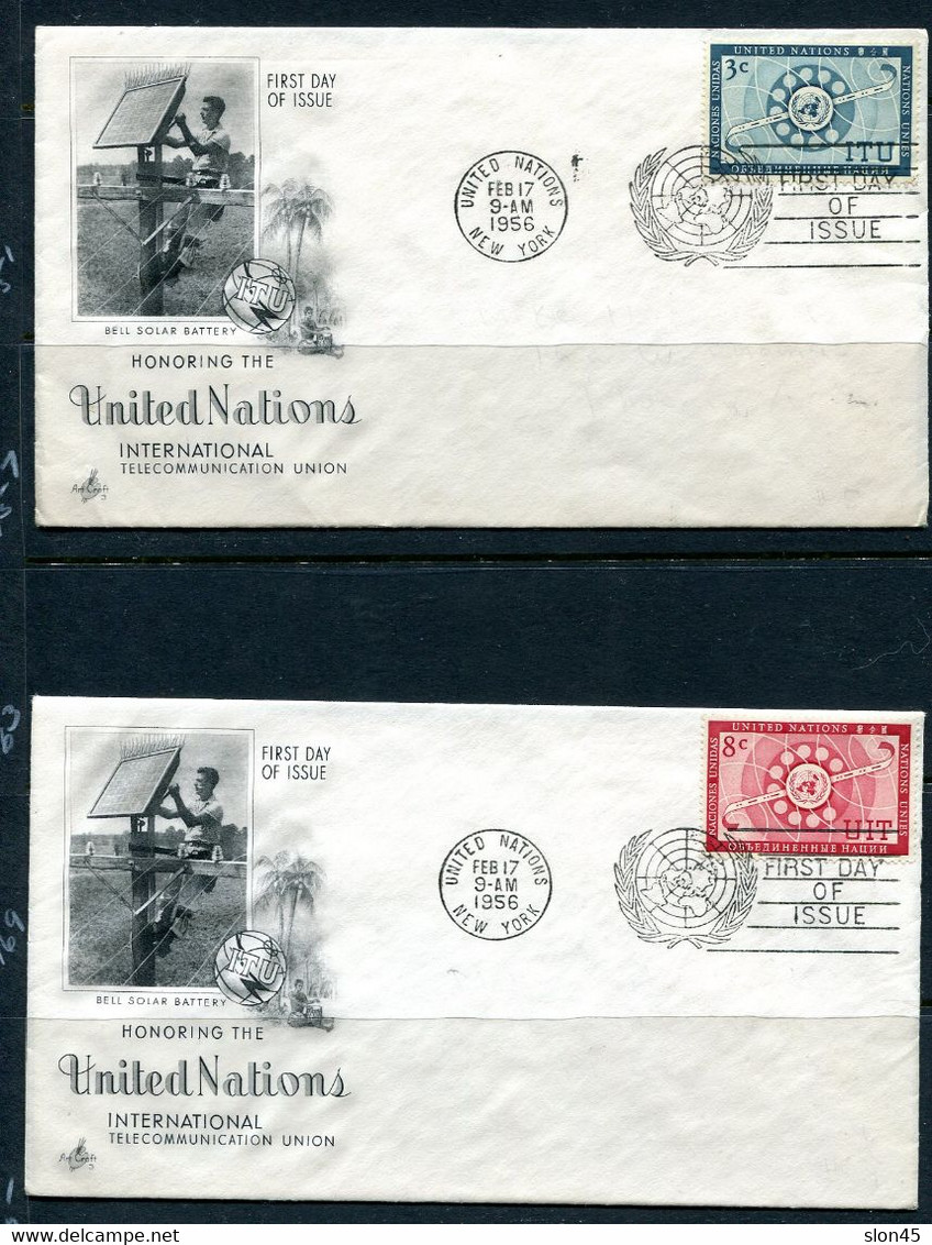 USA 1956 UN 8 FDC Covers  Sc 41-8 Stamps In Block Of 4  12666 - Storia Postale