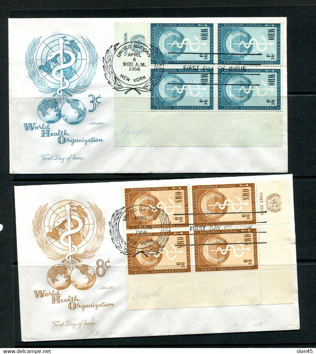 USA 1956 UN 8 FDC Covers  Sc 41-8 Stamps In Block Of 4  12666 - Cartas & Documentos