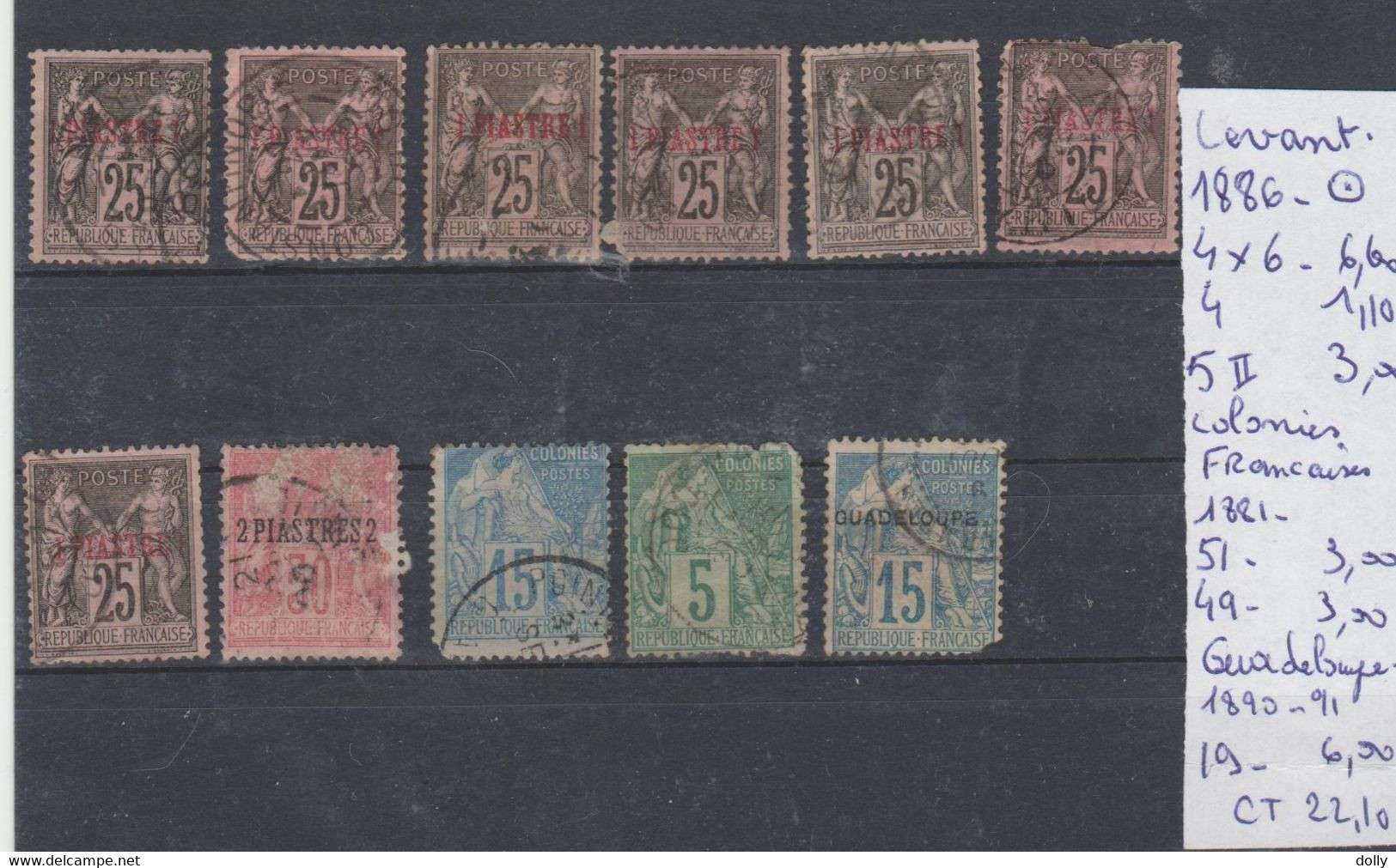 TIMBRES DE COLONIES FRANÇAISE LEVANT 1886-1902 Nr R VOIR SUR PAPIER AVEC TIMBRES COTE 40.10   € - Neufs