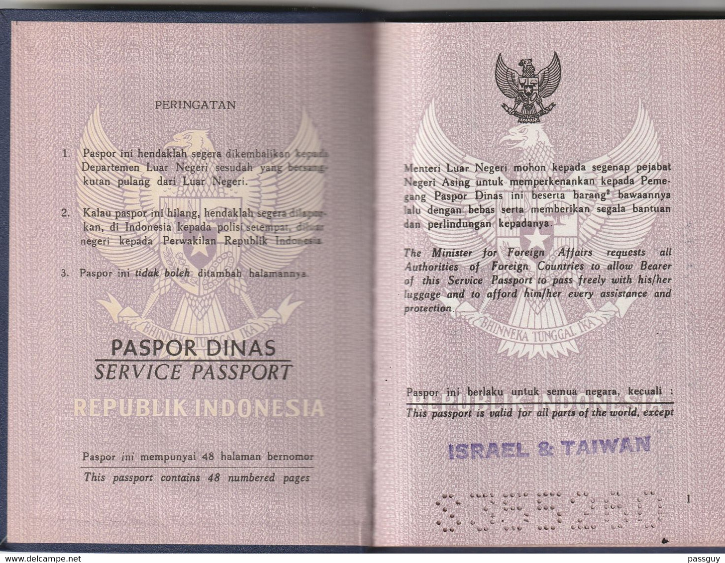 Service Passport INDONESIA 1987 INDONESIE Passeport  De Service - Dienstpaß - Historical Documents