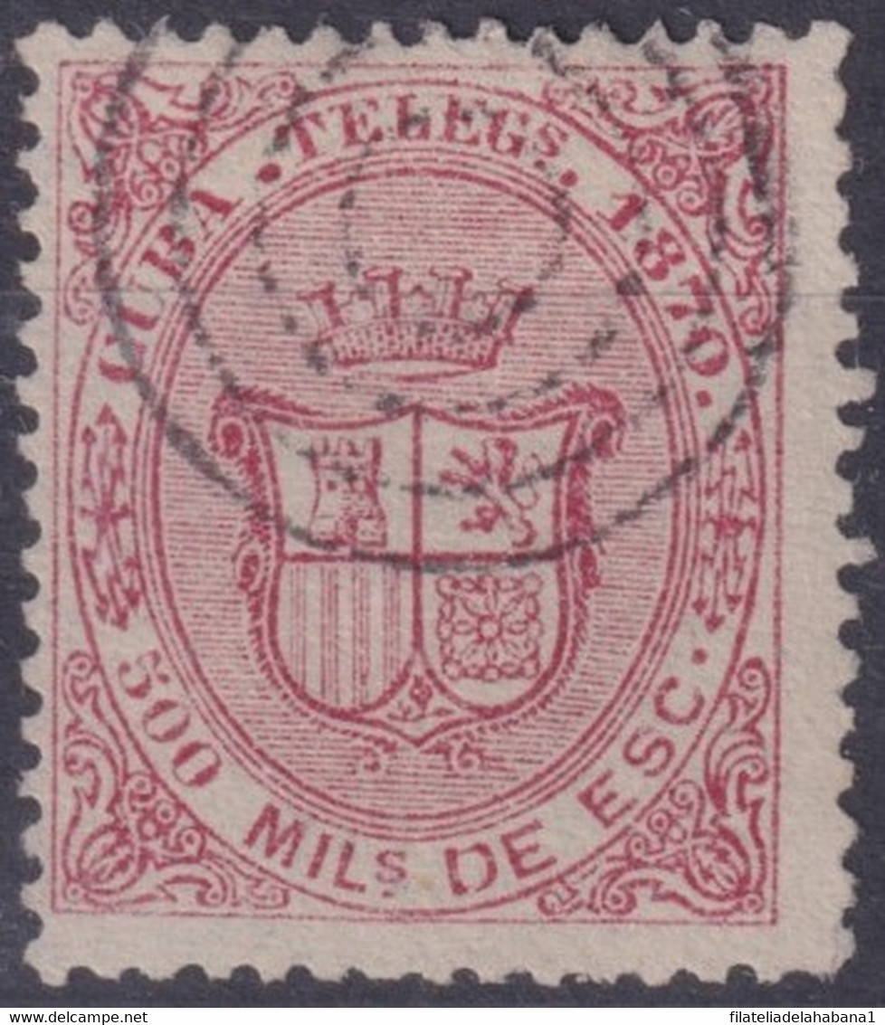 1870-78 CUBA SPAIN ESPAÑA 1870 500mls TELEGRAPH TELEGRAFOS USED RARE. - Telegraphenmarken